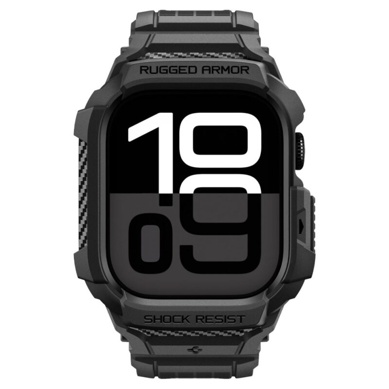[Pachet husa + curea] Apple Watch 11 42mm Spigen Rugged Armor Pro, negru