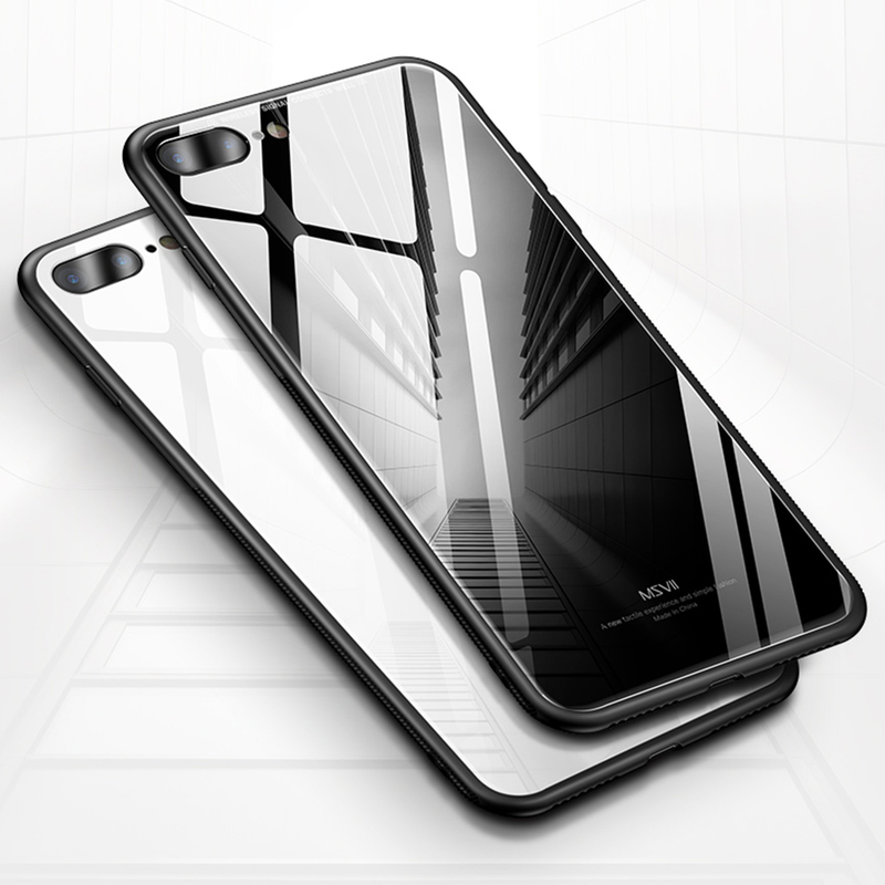 Husa iPhone 8 Plus MSVII Glass Slim Back Cover - Black