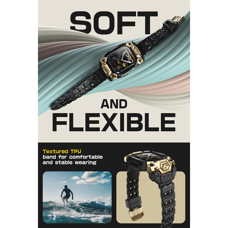 [Pachet husa + curea] Apple Watch 11 46mm Supcase Unicorn Beetle Ore, auriu