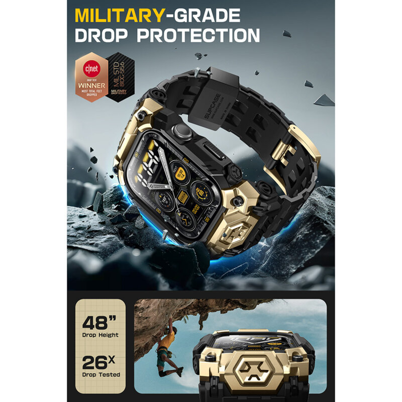 [Pachet husa + curea] Apple Watch 11 46mm Supcase Unicorn Beetle Ore, auriu