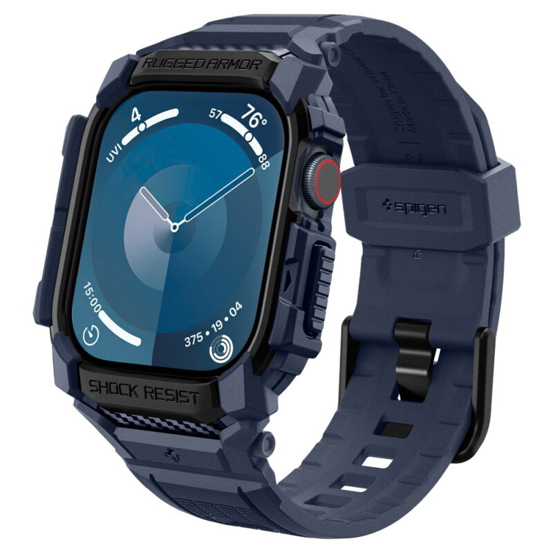 [Pachet husa + curea] Apple Watch 11 46mm Spigen Rugged Armor Pro, bleumarin