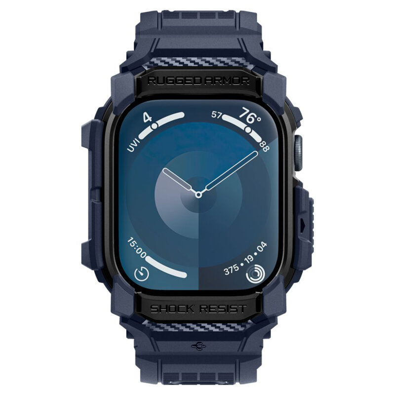 [Pachet husa + curea] Apple Watch 11 46mm Spigen Rugged Armor Pro, bleumarin