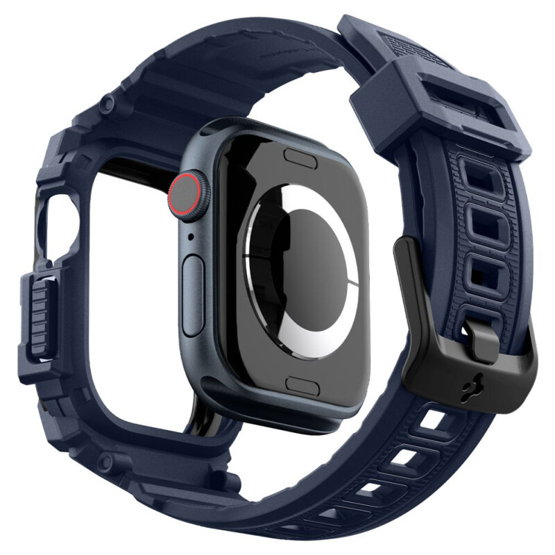 [Pachet husa + curea] Apple Watch 11 46mm Spigen Rugged Armor Pro, bleumarin