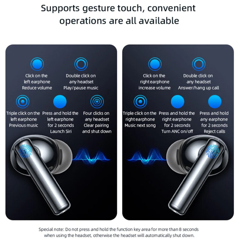 Casti Bluetooth in-ear cu control tactil TWS23, 300mAh, negru