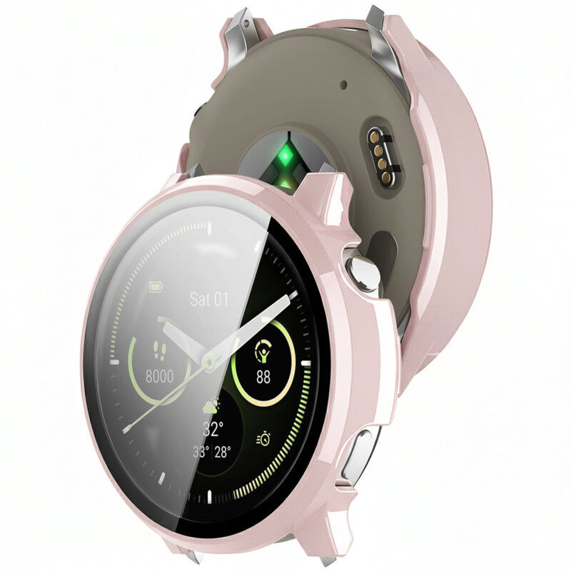 [Pachet 360°] Husa + folie Garmin Venu 4 45mm Techsuit Defense, roz