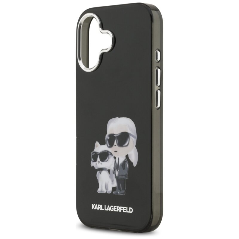 Husa iPhone 17 Karl Lagerfeld IML Aquarelle MagSafe, Karl & Choupette, negru, KLHMP17SHMKCAQOK