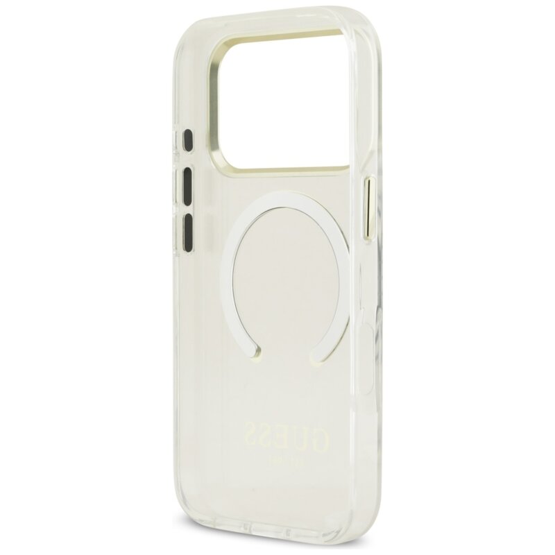 Husa iPhone 17 Pro originala Guess Metal Outline MagSafe, auriu, GUHMP17LHTRMD