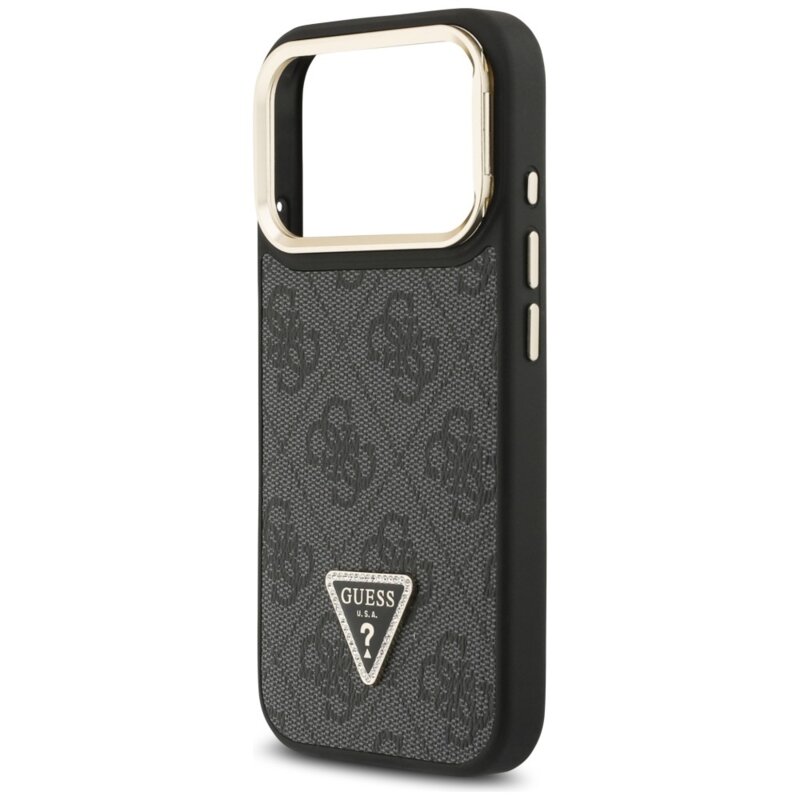Husa originala Guess iPhone 17 Pro Max Hardcase 4G Triangle Logo MagSafe with Stand Camera, negru, GUHMP17XPCS4GPTK