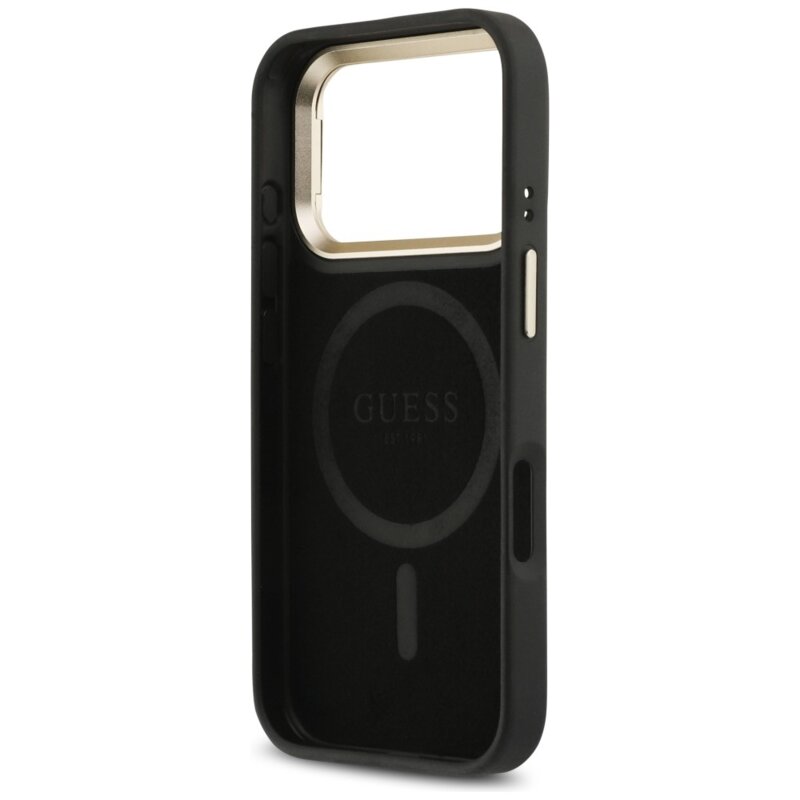 Husa originala Guess iPhone 17 Pro Max Hardcase 4G Triangle Logo MagSafe with Stand Camera, negru, GUHMP17XPCS4GPTK