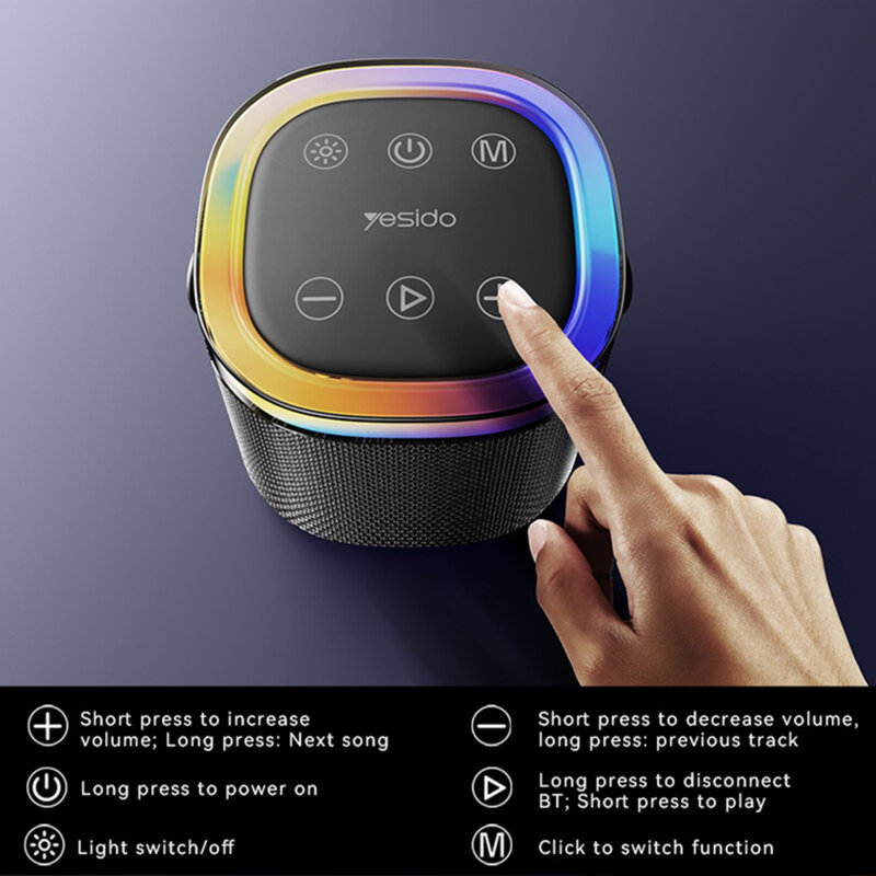 Boxa Bluetooth waterproof, RGB Yesido, 1800mAh, YSW25, negru