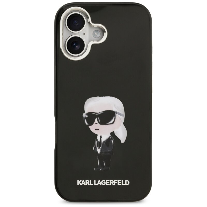 Husa iPhone 17 Karl Lagerfeld IML Aquarelle MagSafe, Karl Ikonik, negru, LHMP17SHMKIAQOK