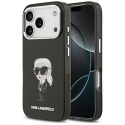 Husa iPhone 17 Pro Karl Lagerfeld IML Aquarelle MagSafe, negru, Karl Ikonik, KLHMP17LHMKIAQOK