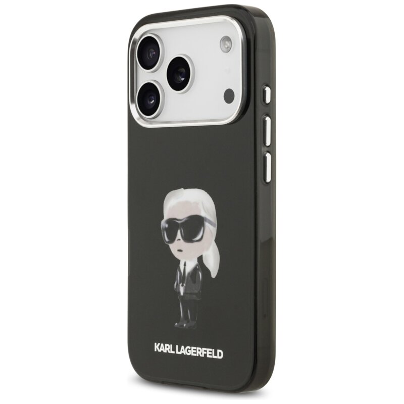 Husa iPhone 17 Pro Karl Lagerfeld IML Aquarelle MagSafe, negru, Karl Ikonik, KLHMP17LHMKIAQOK