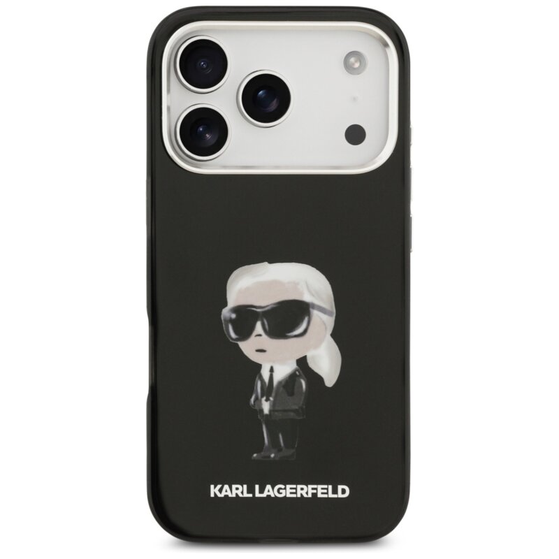 Husa iPhone 17 Pro Karl Lagerfeld IML Aquarelle MagSafe, negru, Karl Ikonik, KLHMP17LHMKIAQOK