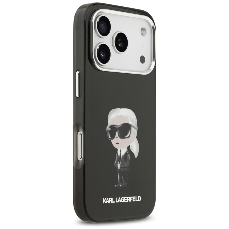 Husa iPhone 17 Pro Karl Lagerfeld IML Aquarelle MagSafe, negru, Karl Ikonik, KLHMP17LHMKIAQOK