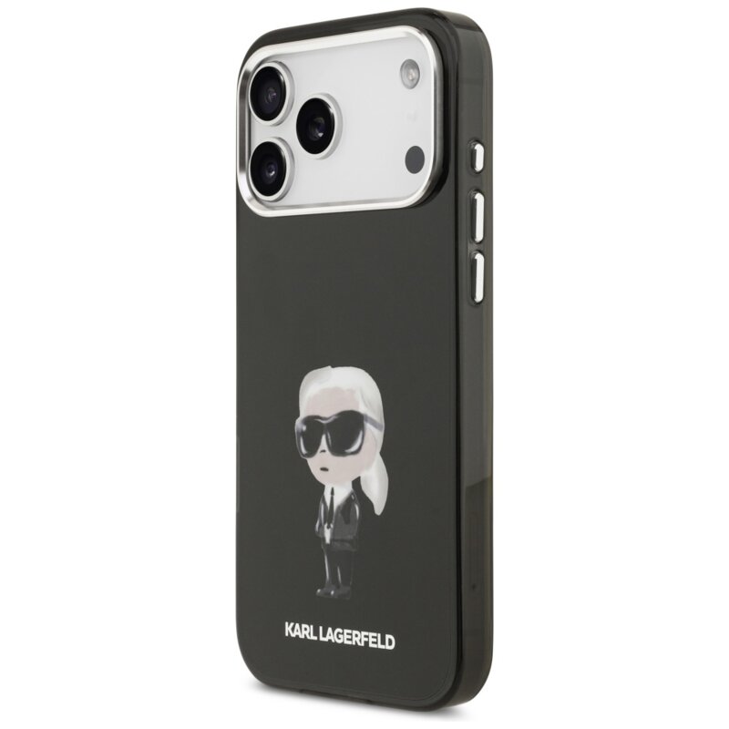 Husa iPhone 17 Pro Max Karl Lagerfeld IML Aquarelle MagSafe, negru, Karl Ikonik, negru, KLHMP17XHMKIAQOK
