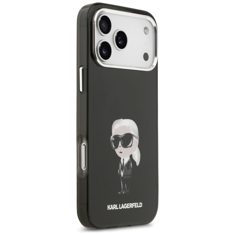 Husa iPhone 17 Pro Max Karl Lagerfeld IML Aquarelle MagSafe, negru, Karl Ikonik, negru, KLHMP17XHMKIAQOK