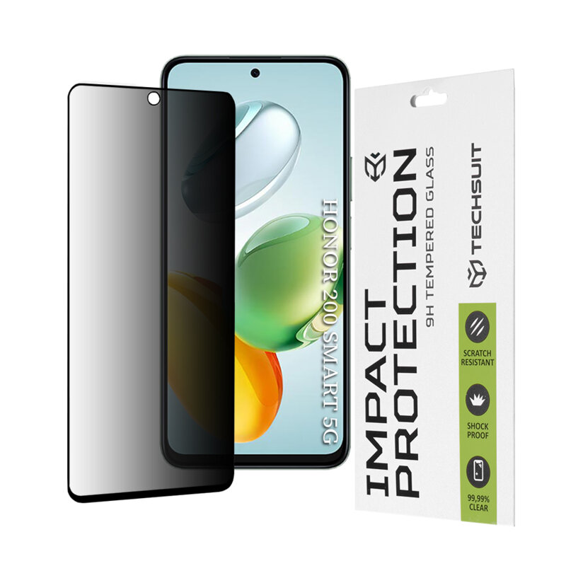 Folie sticla Honor 200 Smart Techsuit 111D Privacy Full Glue, negru