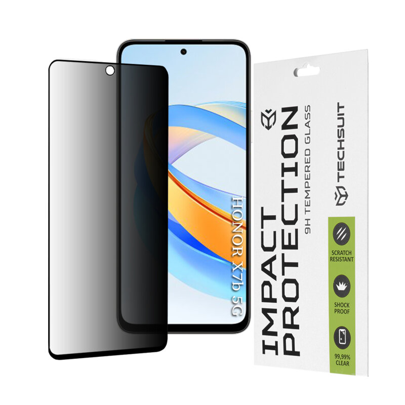 Folie sticla Honor X7b 5G Techsuit 111D Privacy Full Glue, negru