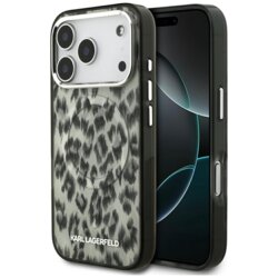 Husa iPhone 17 Pro Karl Lagerfeld IML Leopard Pattern MagSafe, maro, KLHMP17LHDLEOICW