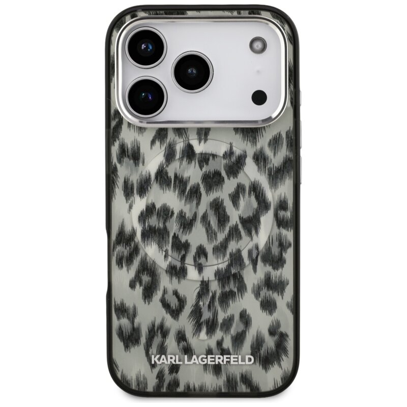Husa iPhone 17 Pro Karl Lagerfeld IML Leopard Pattern MagSafe, maro, KLHMP17LHDLEOICW