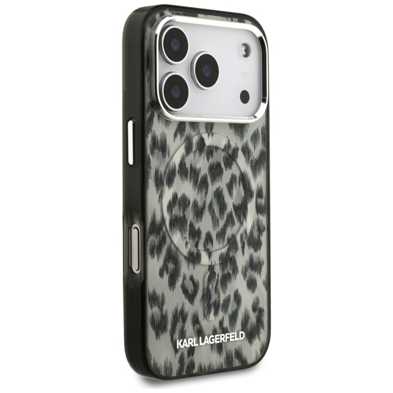 Husa iPhone 17 Pro Karl Lagerfeld IML Leopard Pattern MagSafe, maro, KLHMP17LHDLEOICW