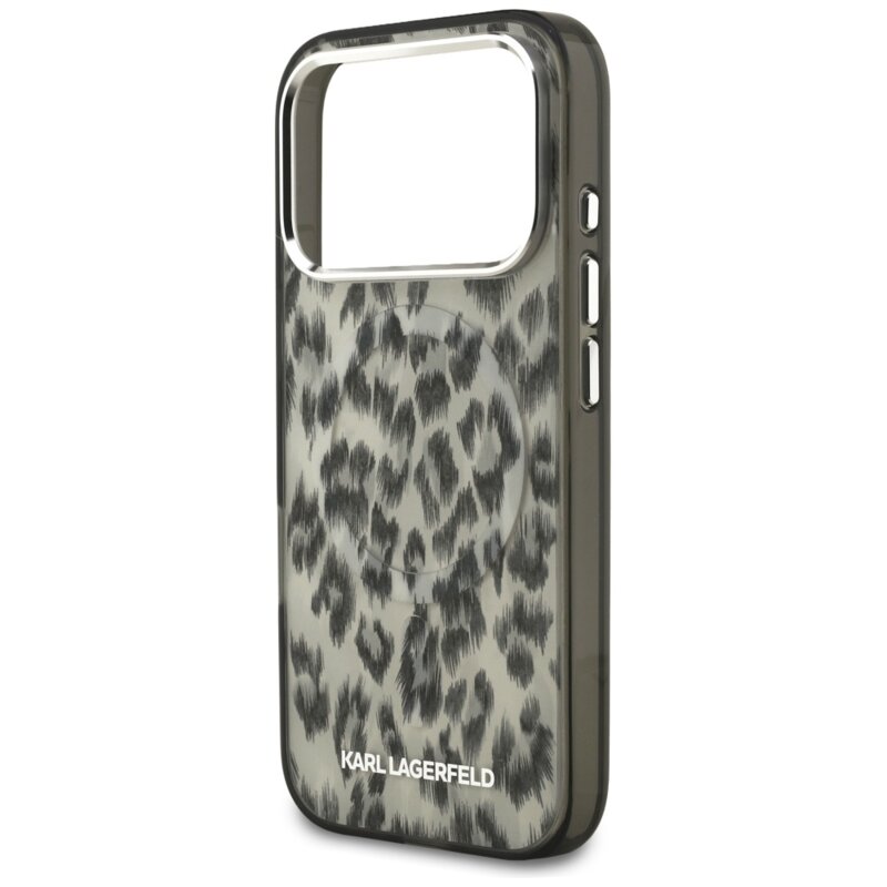 Husa iPhone 17 Pro Karl Lagerfeld IML Leopard Pattern MagSafe, maro, KLHMP17LHDLEOICW