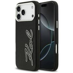 Husa iPhone 17 Pro Max Karl Lagerfeld Hardcase FW Grained, Signature Logo, negru, KLHCP17XPGFKSRSK