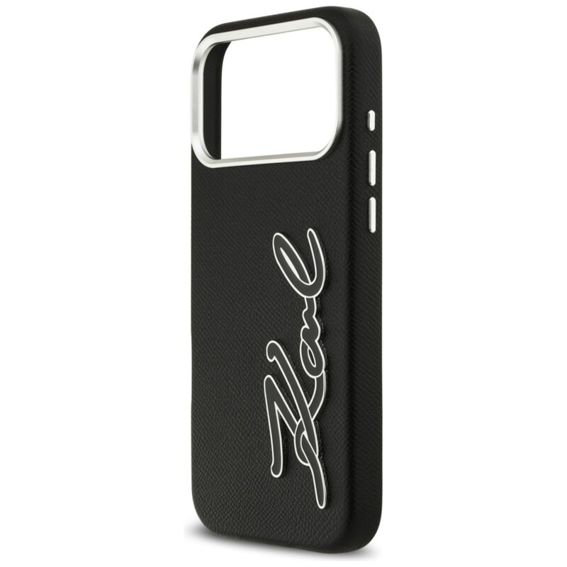 Husa iPhone 17 Pro Max Karl Lagerfeld Hardcase FW Grained, Signature Logo, negru, KLHCP17XPGFKSRSK