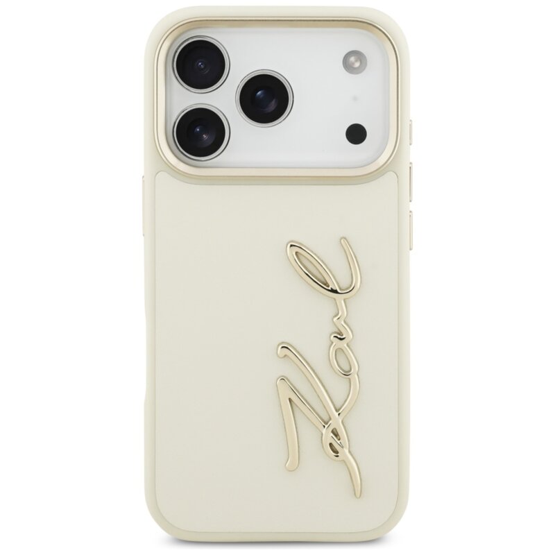 Husa iPhone 17 Pro Karl Lagerfeld Hardcase Script Logo, bej, KLHCP17LPSKMGVE