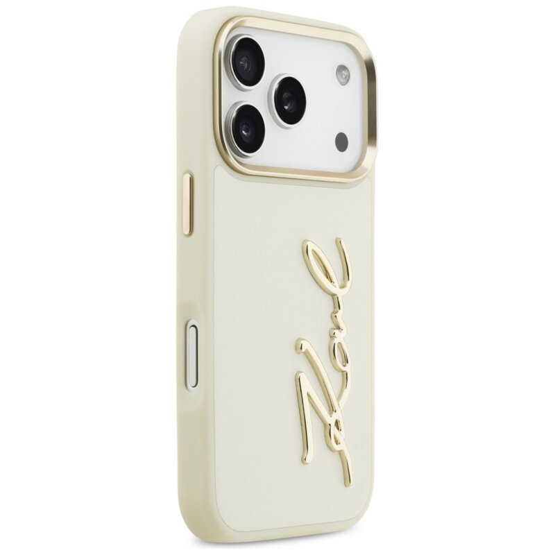 Husa iPhone 17 Pro Karl Lagerfeld Hardcase Script Logo, bej, KLHCP17LPSKMGVE