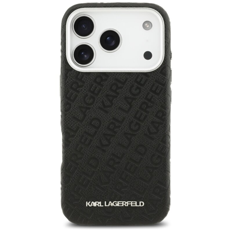 Husa iPhone 17 Pro Karl Lagerfeld Hardcase FW Stamped Karl MagSafe, negru, KLHMP17LPGKLFOFK