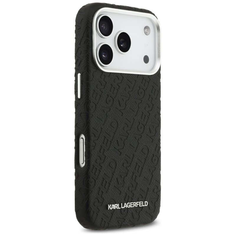 Husa iPhone 17 Pro Karl Lagerfeld Hardcase FW Stamped Karl MagSafe, negru, KLHMP17LPGKLFOFK