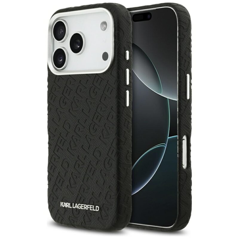 Husa iPhone 17 Pro Max Karl Lagerfeld Hardcase FW Stamped Karl MagSafe, negru, KLHMP17XPGKLFOFK