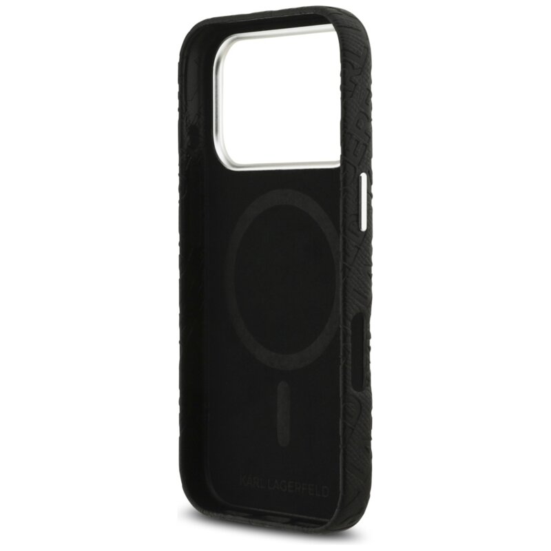 Husa iPhone 17 Pro Max Karl Lagerfeld Hardcase FW Stamped Karl MagSafe, negru, KLHMP17XPGKLFOFK