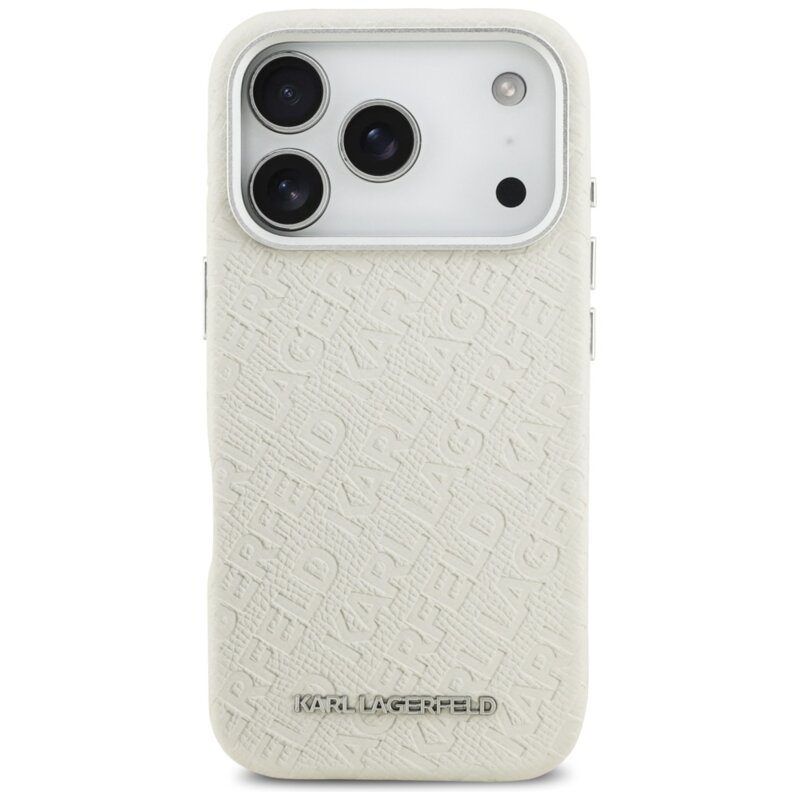 Husa iPhone 17 Pro Karl Lagerfeld Hardcase FW Stamped Karl MagSafe, bej, KLHMP17LPGKLFOFE