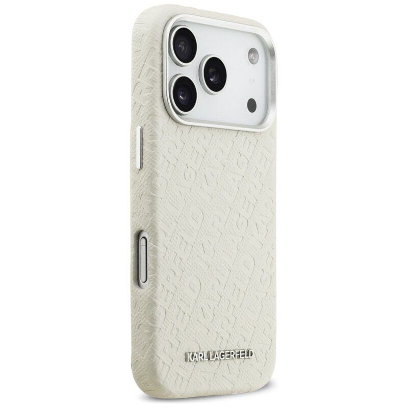 Husa iPhone 17 Pro Max Karl Lagerfeld Hardcase FW Stamped Karl MagSafe, bej, KLHMP17XPGKLFOFE