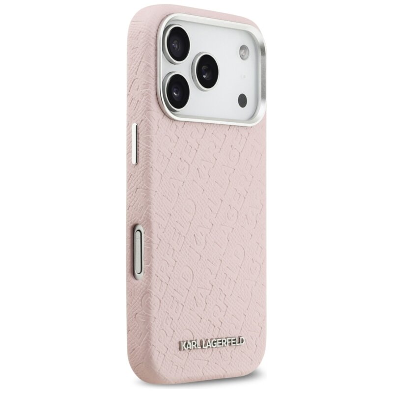 Husa iPhone 17 Pro Max Karl Lagerfeld Hardcase FW Stamped Karl MagSafe, roz, KLHMP17XPGKLFOFP