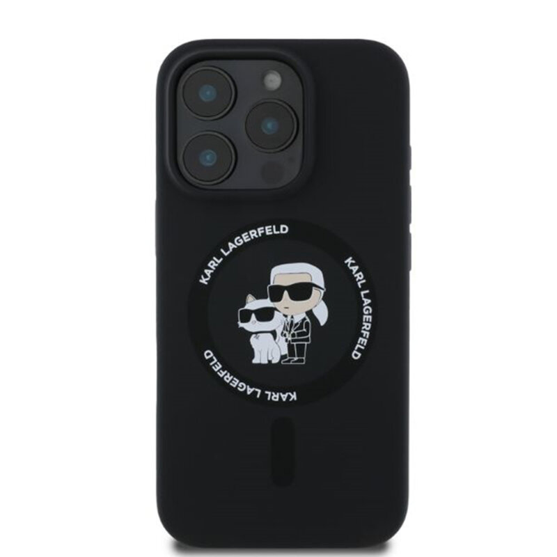 Husa Karl Lagerfeld iPhone 16 Pro Silicone, negru, KLHMP16LSCMKCRHK