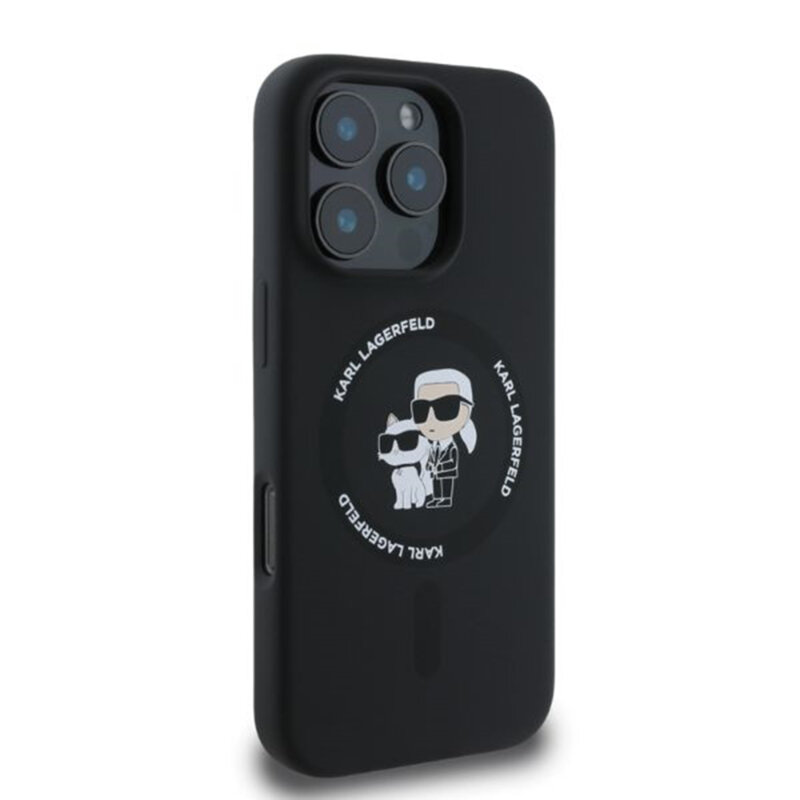 Husa Karl Lagerfeld iPhone 16 Pro Silicone, negru, KLHMP16LSCMKCRHK