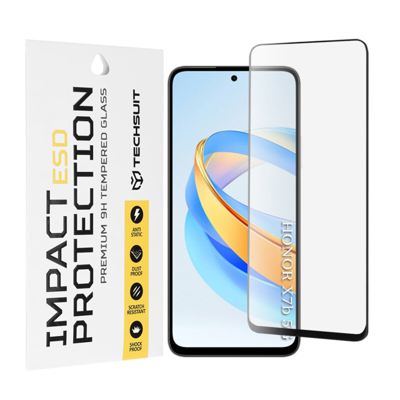 Folie sticla Honor X7b 5G Techsuit ESD Glass, negru