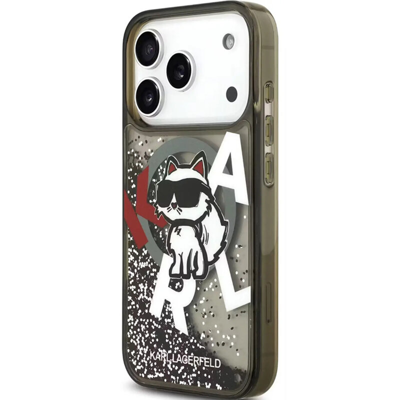 Husa Karl Lagerfeld iPhone 17 Pro Max Liquid Glitter Choupette Logo MagSafe, negru, KLHMP17XLCHSCTDK