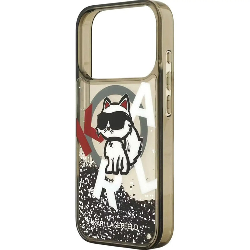 Husa Karl Lagerfeld iPhone 17 Pro Max Liquid Glitter Choupette Logo MagSafe, negru, KLHMP17XLCHSCTDK