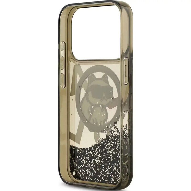 Husa Karl Lagerfeld iPhone 17 Pro Max Liquid Glitter Choupette Logo MagSafe, negru, KLHMP17XLCHSCTDK