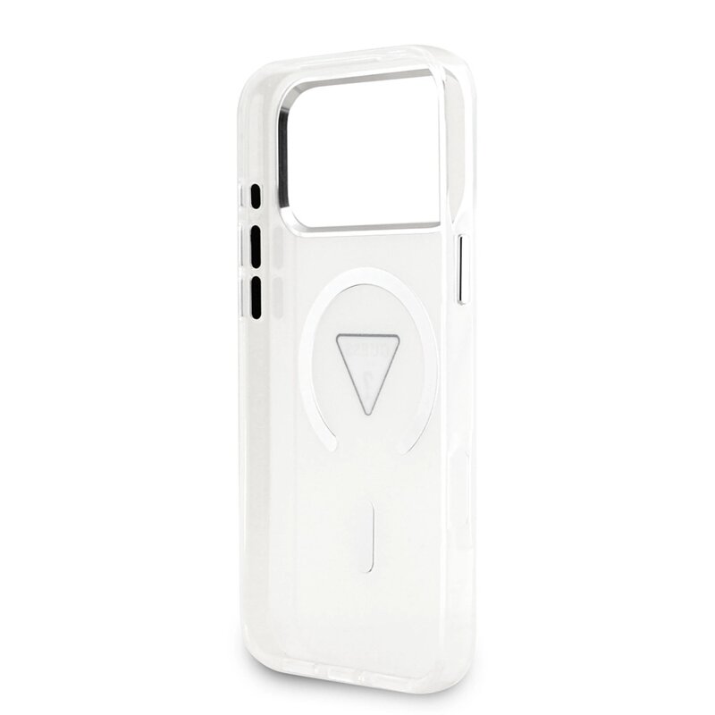 Husa iPhone 17 Pro Max originala Guess IML Gradient Triangle Logo MagSafe, transparenta, GUHMP17XHGTMLCGT