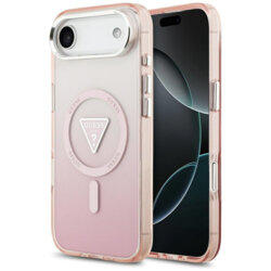 Husa iPhone 17 Air originala Guess IML Gradient Triangle Logo MagSafe, roz, GUHMP17MHGTMLCGP