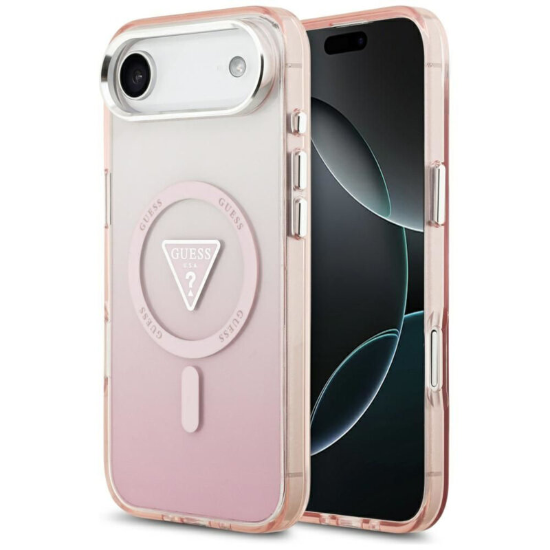 Husa iPhone 17 Air originala Guess IML Gradient Triangle Logo MagSafe, roz, GUHMP17MHGTMLCGP