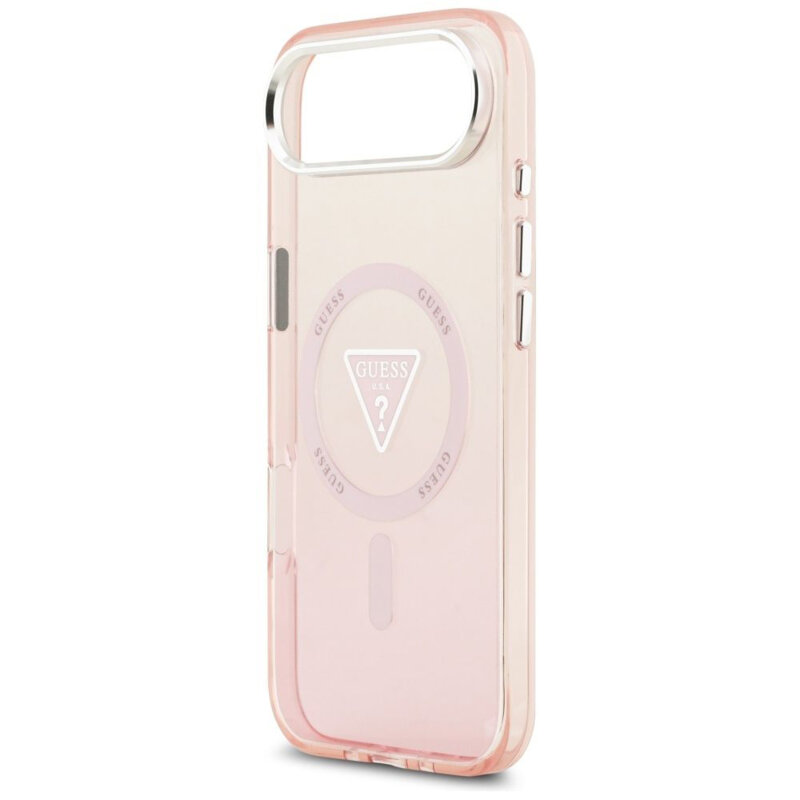 Husa iPhone 17 Air originala Guess IML Gradient Triangle Logo MagSafe, roz, GUHMP17MHGTMLCGP