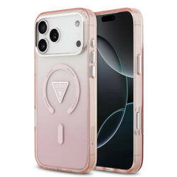 Husa iPhone 17 Pro Max originala Guess IML Gradient Triangle Logo MagSafe, roz, GUHMP17XHGTMLCGP