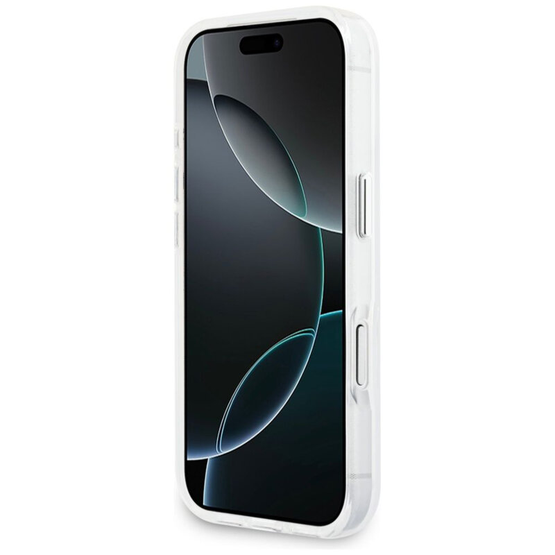 Husa iPhone 17 Pro originala Guess IML Gradient Triangle Logo MagSafe, transparenta, GUHMP17LHGTMLCGT